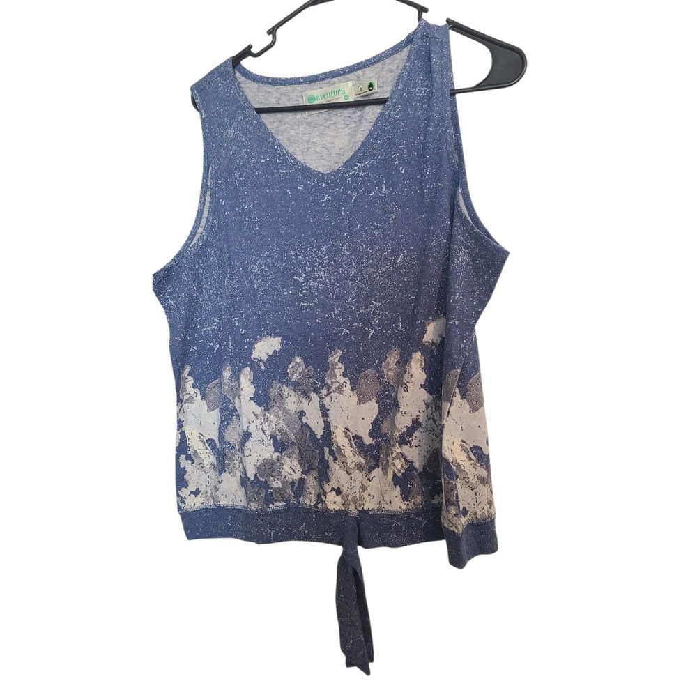 Adventure Oragnic Cotton Blue V Neck Sleeveless Top XL